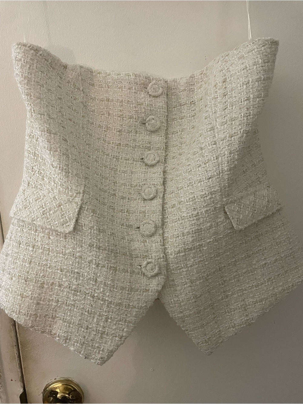 Elegant Women's Cream Tweed strapless top